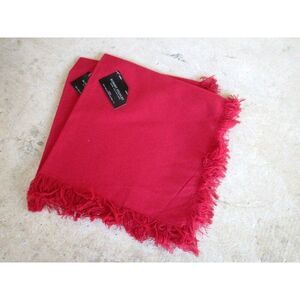 Robert Stanley Christmas Set of 2 Dinner‎ Napkins Red Fringed 18x18